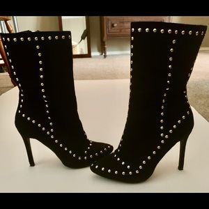 Black stiletto booties with gold  studs